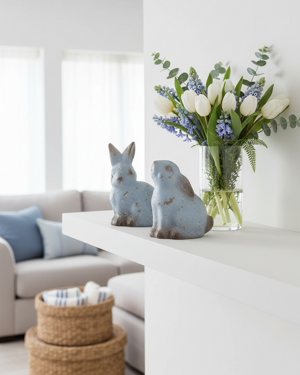 Weathered Blue Terracotta Bunny