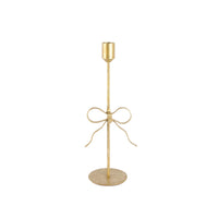 Bow Foil Accent Taper Gold Candle Holder