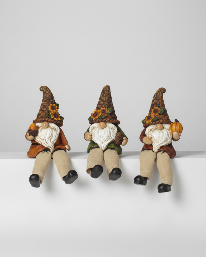 Woven Hat Harvest Gnome Shelf Sitter