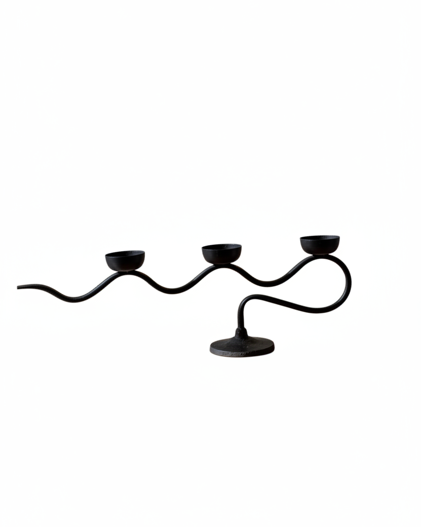 Black Metal Triple Candelabra
