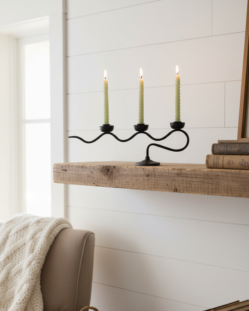 Black Metal Triple Candelabra