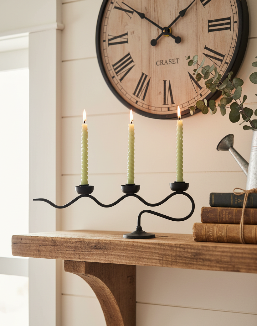 Black Metal Triple Candelabra