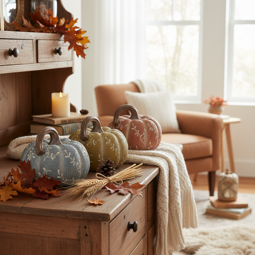 Wood Look Vine Harvest Pumpkin