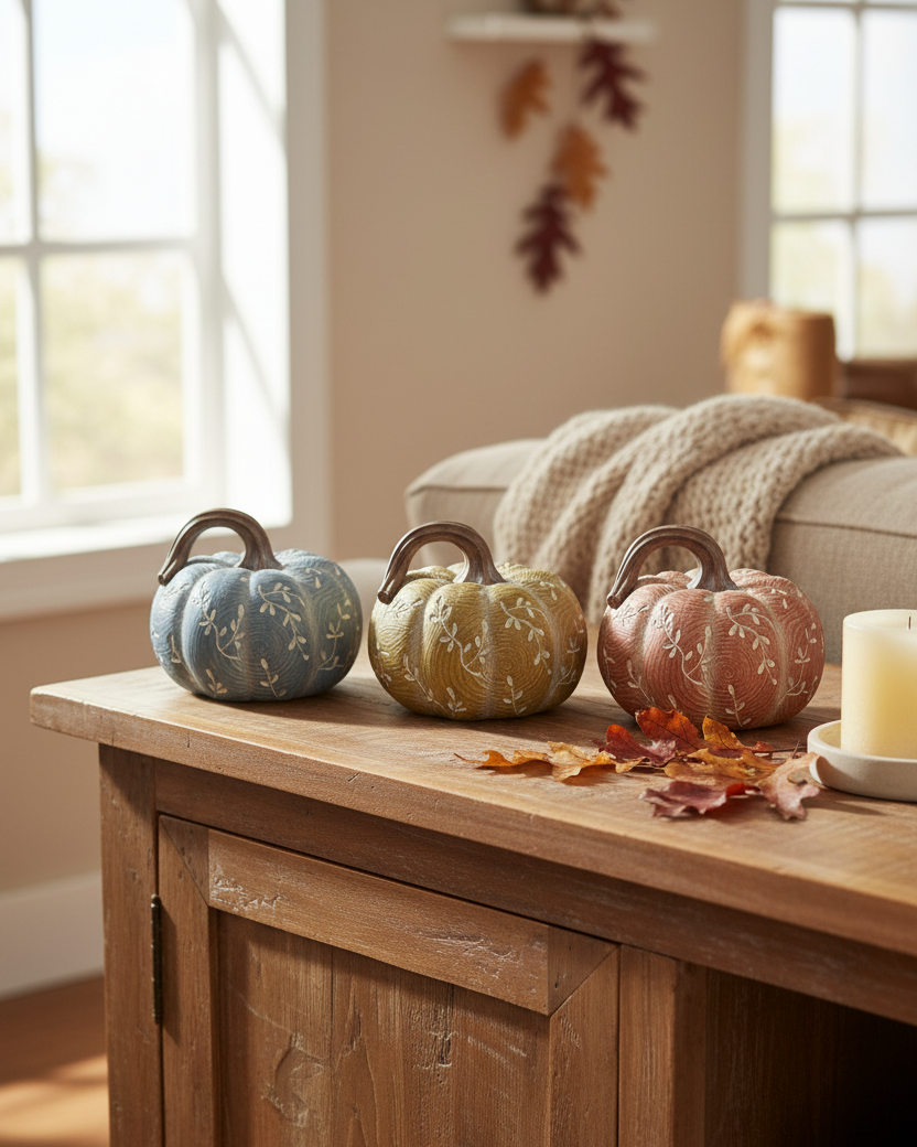 Wood Look Vine Harvest Pumpkin