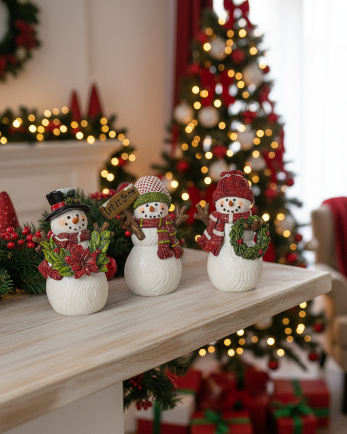 Playful Resin Snowman Figurine