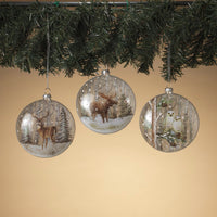 Winter Nature Glass Disc Ornament