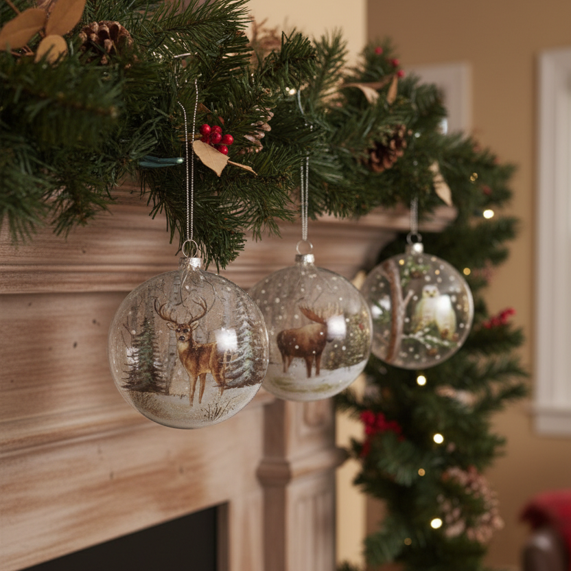 Winter Nature Glass Disc Ornament