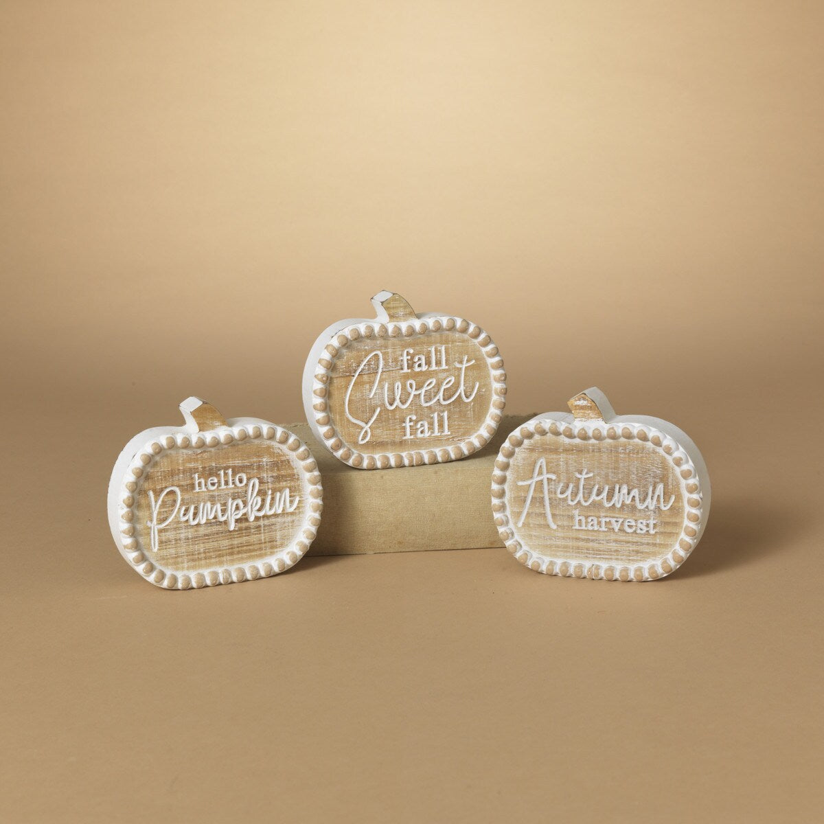 Wood Engraved Harvest Pumpkin Block