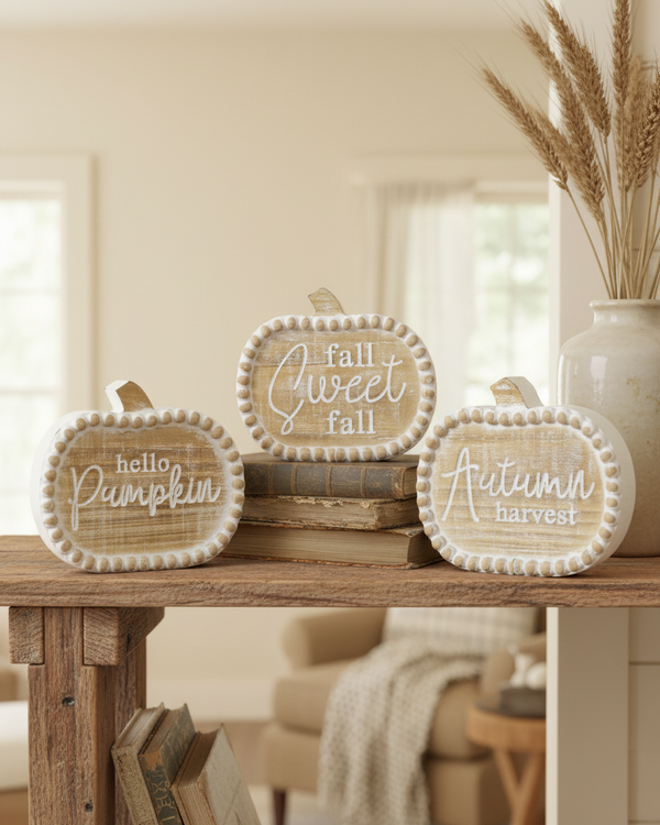 Wood Engraved Harvest Pumpkin Block