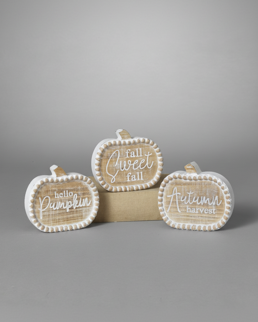 Wood Engraved Harvest Pumpkin Block