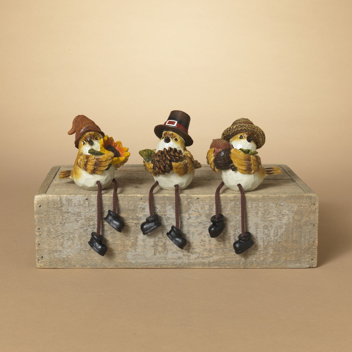 Harvest Bird With Hat Shelf Sitter