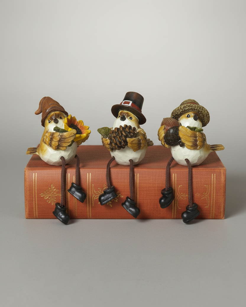 Harvest Bird With Hat Shelf Sitter