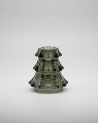 Green Glass Tree Taper Candle Holder