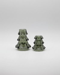 Green Glass Tree Taper Candle Holder