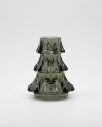 Green Glass Tree Taper Candle Holder