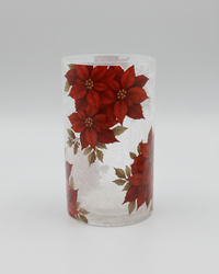 Crackle Glass Poinsettia Candle Holder