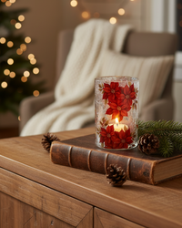 Crackle Glass Poinsettia Candle Holder