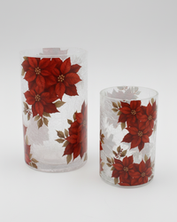 Crackle Glass Poinsettia Candle Holder