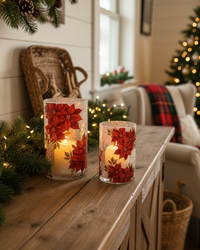 Crackle Glass Poinsettia Candle Holder