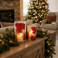 Crackle Glass Poinsettia Candle Holder