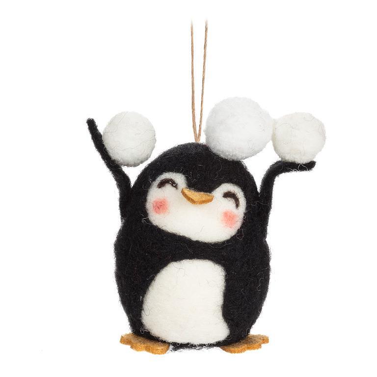 Penguin and Snowballs Ornament