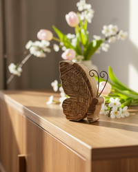 Carved Look Neutral Resin Butterfly