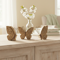 Carved Look Neutral Resin Butterfly