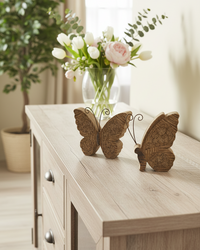 Carved Look Neutral Resin Butterfly