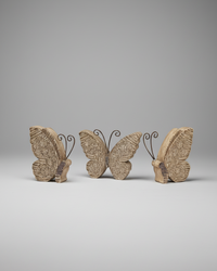 Carved Look Neutral Resin Butterfly