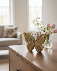 Carved Look Neutral Resin Butterfly
