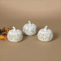 White Embossed Harvest Pumpkin Small