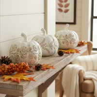 White Embossed Harvest Pumpkin Small