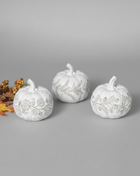 White Embossed Harvest Pumpkin Small