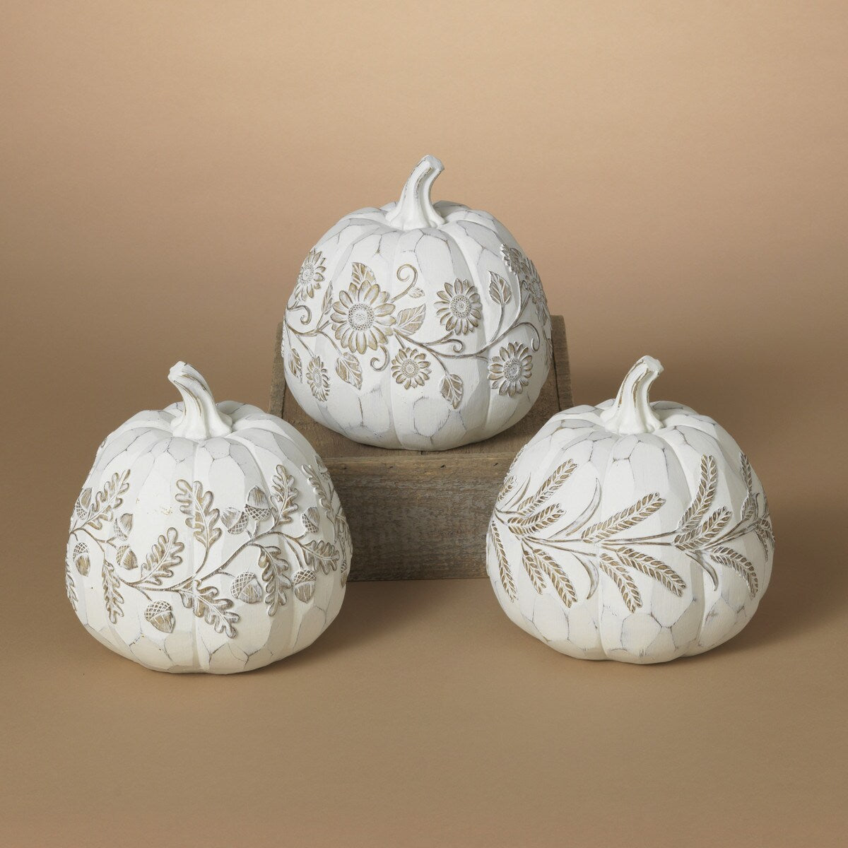 White Embossed Harvest Pumpkin Large