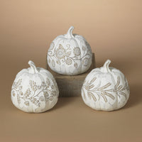 White Embossed Harvest Pumpkin Large