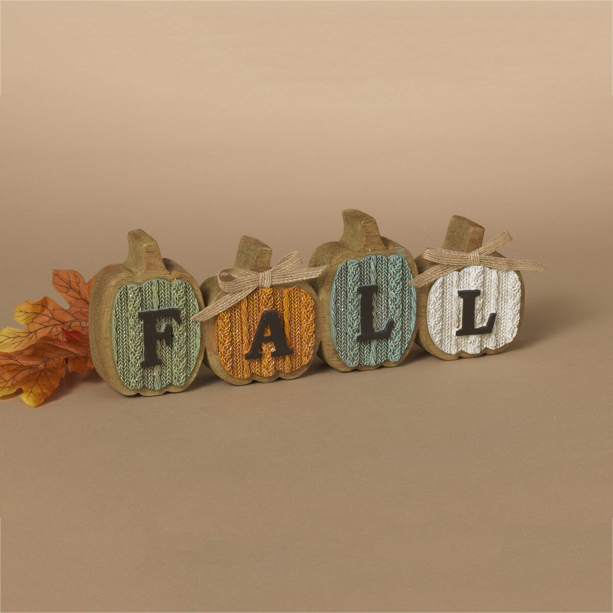 Cable Knit Harvest Fall Pumpkins With Bows