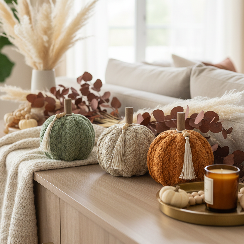 Braided Harvest Pumpkin With Beads