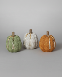 Cable Knit Harvest Pumpkin with Beaded Tassel