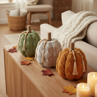 Cable Knit Harvest Pumpkin with Beaded Tassel