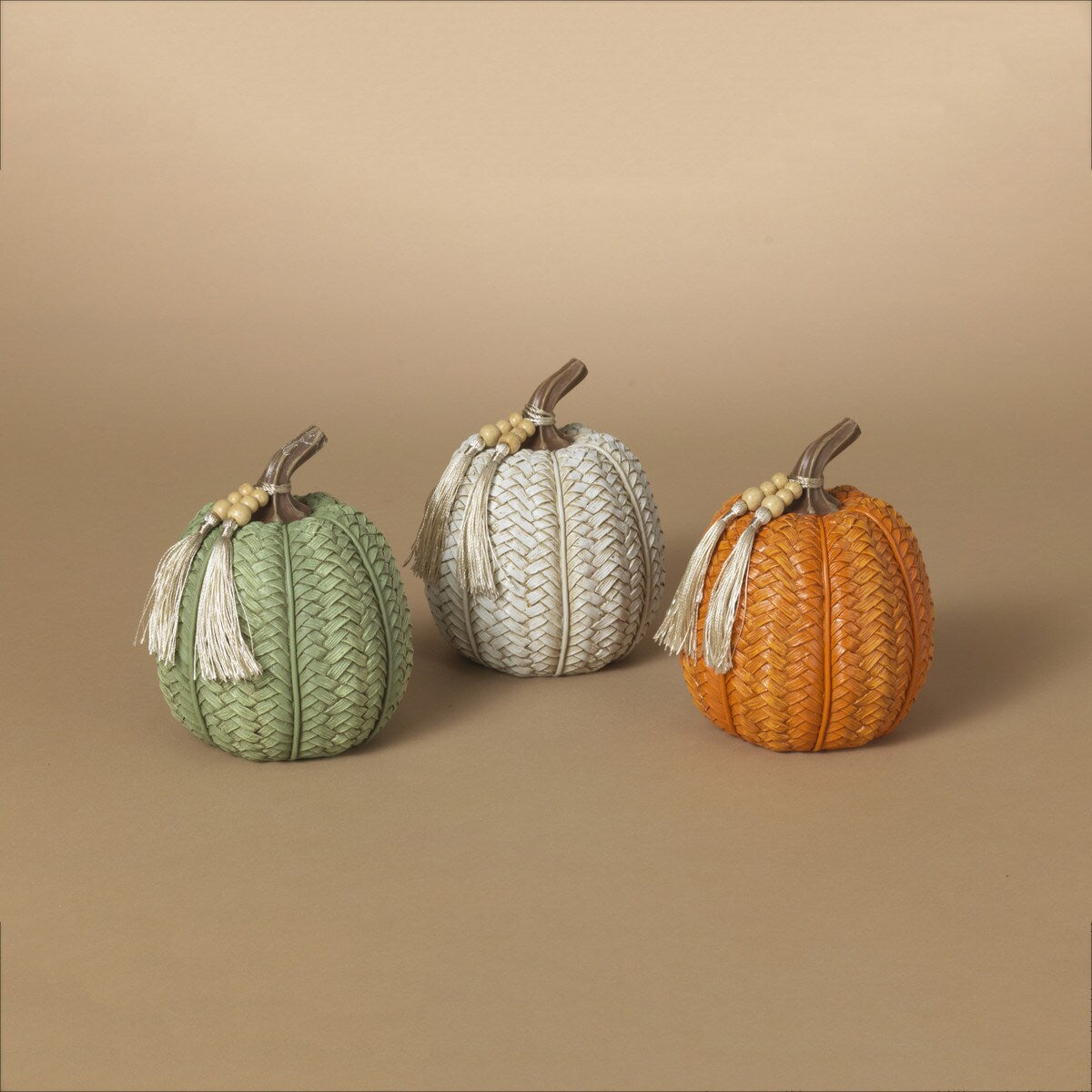 Woven Harvest Pumpkin with Beaded Tassel