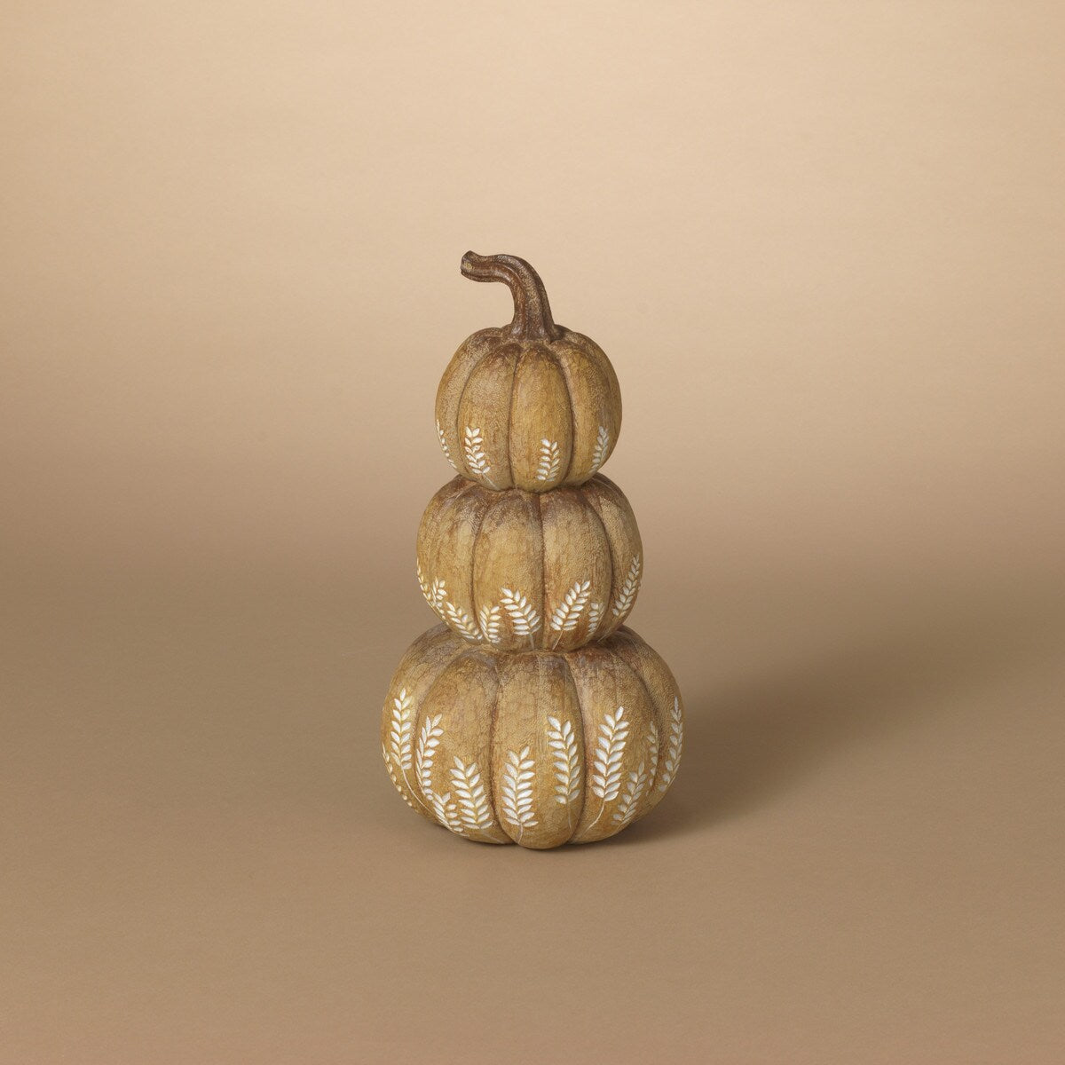 Natural Wheat Harvest Stacked Pumpkins