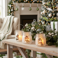 Frosted Glass Snowman Lantern Set of 3