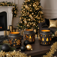 Light Up Metal Winter Lantern Black