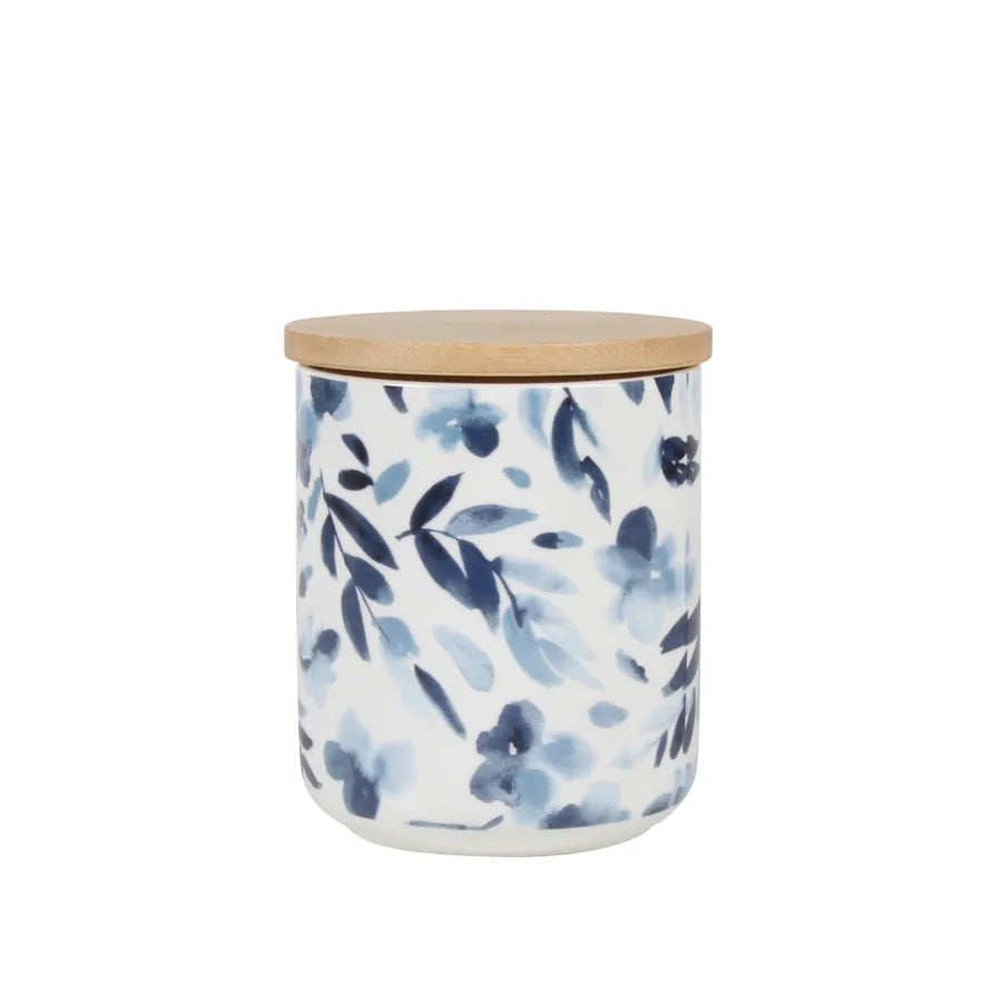 Watercolour Blue Floral Canister Set of 3