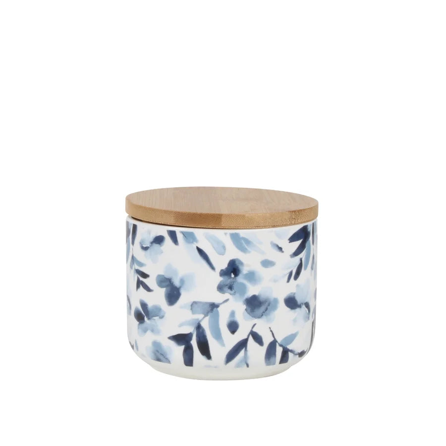 Watercolour Blue Floral Canister Set of 3
