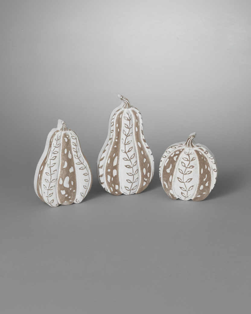 Rustic Carved White Harvest Gourd