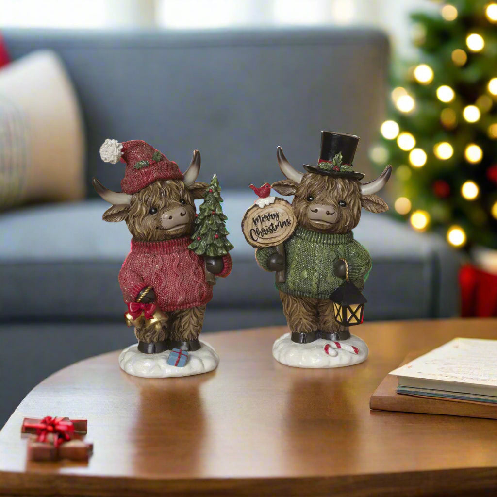 Holiday Highland Cow in Knit Sweater