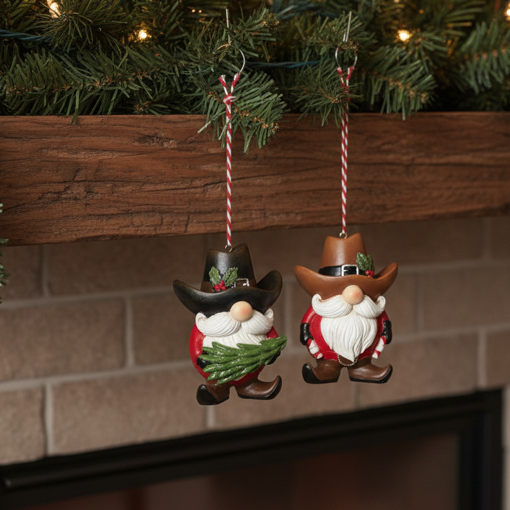 Holiday Western Cowboy Gnome Ornament