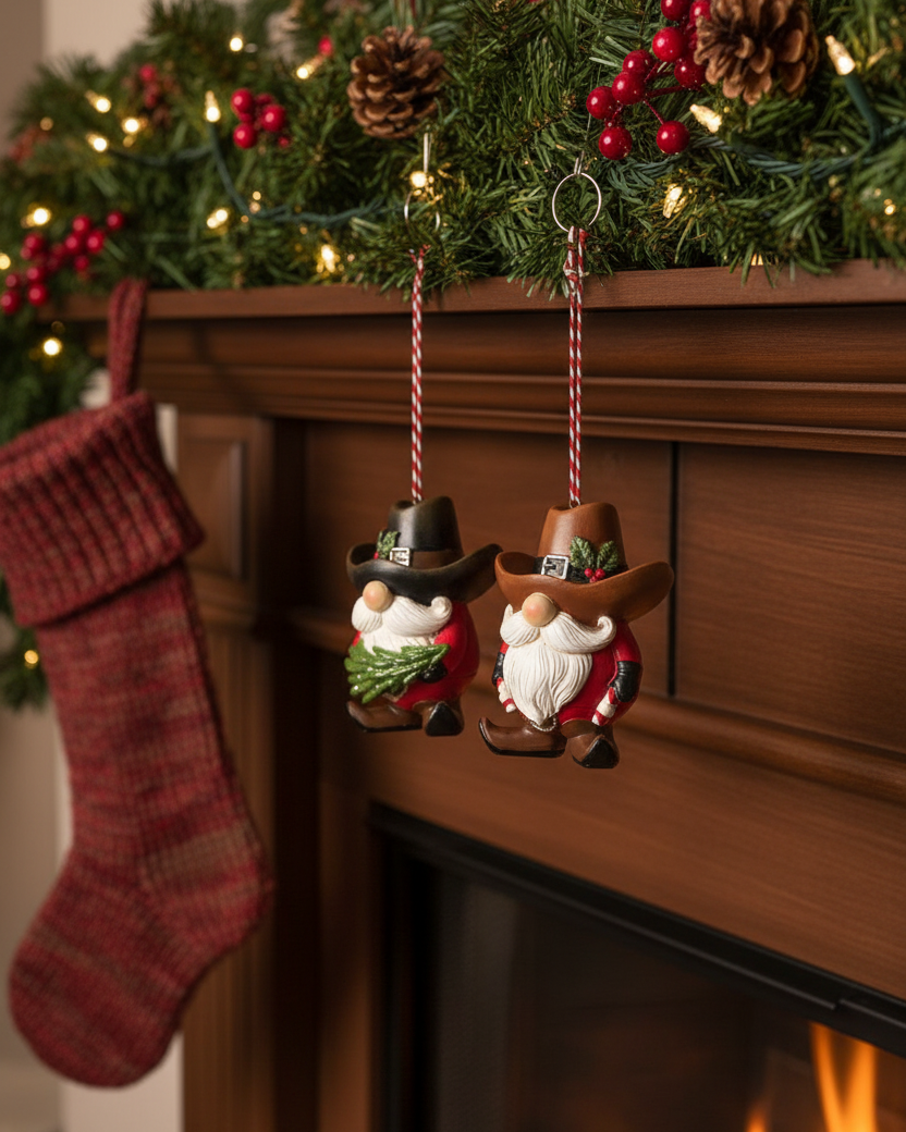 Holiday Western Cowboy Gnome Ornament