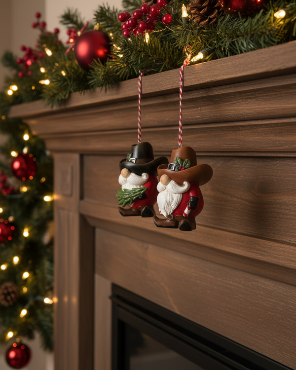 Holiday Western Cowboy Gnome Ornament